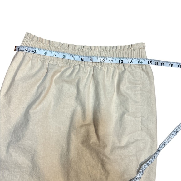 J.Crew Linen Blend Mini Skirt Beige Size 8 Pull-On Elastic Waist Casual - Picture 4 of 5
